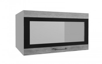 Лофт ВПГСФ 800 шкаф верхний горизонтальный со стеклом высокий с фотопечатью (Дуб майский/корпус Серый) в Бородино - borodino.mebel54.com | фото