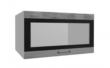 Лофт ВПГСФ 800 шкаф верхний горизонтальный со стеклом высокий с фотопечатью (Дуб цикорий/корпус Серый) в Бородино - borodino.mebel54.com | фото