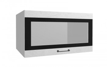 Лофт ВПГСФ 800 шкаф верхний горизонтальный со стеклом высокий с фотопечатью (Штукатурка белая/корпус Серый) в Бородино - borodino.mebel54.com | фото