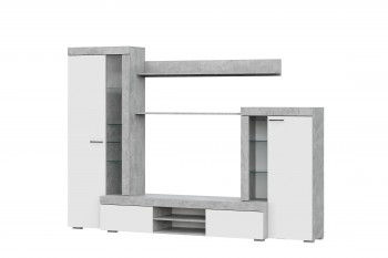 Мебель для гостиной МГС 5 Цемент светлый / Белый в Бородино - borodino.mebel54.com | фото