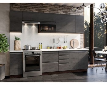 Модульная кухня Бруклин 2,8 м (Бетон черный/Венге) в Бородино - borodino.mebel54.com | фото