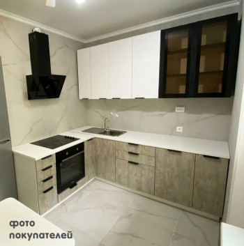 Модульная кухня Норд 1,6 м (Софт даймонд/Камень беж/Белый) в Бородино - borodino.mebel54.com | фото