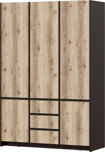 Модульная система "Прага" Шкаф для одежды трехстворчатый Дуб Венге/Дуб Делано в Бородино - borodino.mebel54.com | фото