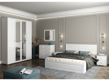 Модульная спальня Барселона (Белый/Белый глянец) в Бородино - borodino.mebel54.com | фото