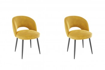 Набор стульев Моли 2 шт (жёлтый велюр/черный) в Бородино - borodino.mebel54.com | фото