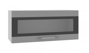 Норд ШВГС 800 Шкаф верхний горизонтальный со стеклом (Софт черный/корпус Белый) в Бородино - borodino.mebel54.com | фото