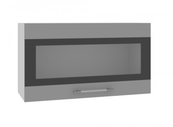 Олива ВПГСФ 800 Шкаф верхний горизонтальный со стеклом с фотопечатью высокий (Ваниль глянец/корпус Серый) в Бородино - borodino.mebel54.com | фото