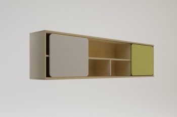 Полка между шкафами 1660 Эппл (Зеленый/Белый/корпус Клен) в Бородино - borodino.mebel54.com | фото