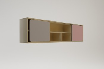 Полка между шкафами 1660 Грэйси (Розовый/Серый/корпус Клен) в Бородино - borodino.mebel54.com | фото
