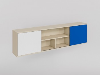 Полка между шкафами 1660 Скай люкс (Синий/Белый/корпус Клен) в Бородино - borodino.mebel54.com | фото