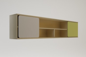 Полка между шкафами 1960 Эппл (Зеленый/Белый/корпус Клен) в Бородино - borodino.mebel54.com | фото