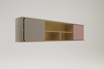Полка между шкафами 1960 Грэйси (Розовый/Серый/корпус Клен) в Бородино - borodino.mebel54.com | фото