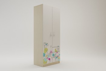 Шкаф 2-х створчатый с ящиками Флёр (Белый/корпус Клен) в Бородино - borodino.mebel54.com | фото
