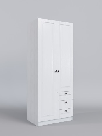Шкаф 2-х створчатый с ящиками Классика (Белый/корпус Выбеленное дерево) в Бородино - borodino.mebel54.com | фото