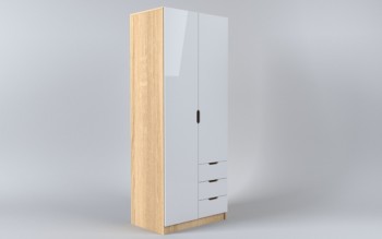 Шкаф 2-х створчатый с ящиками Лофт (Белый/корпус Дуб Сонома) в Бородино - borodino.mebel54.com | фото
