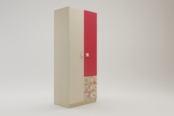 Шкаф 2-х створчатый с ящиками Ретвит (Бежевый/Красный/корпус Клен) в Бородино - borodino.mebel54.com | фото
