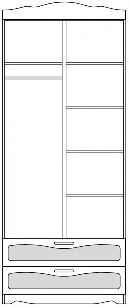 Шкаф 2-х створчатый с ящиками серии Иллюзия 67 Светло-фиолетовый в Бородино - borodino.mebel54.com | фото
