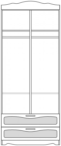 Шкаф 2-х створчатый с ящиками серии Иллюзия 99 Серый в Бородино - borodino.mebel54.com | фото