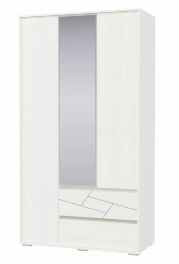 Шкаф 3-х дверный с ящиками Аделина 1200 Рамух белый в Бородино - borodino.mebel54.com | фото