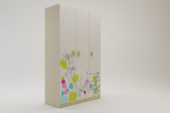 Шкаф 3-х створчатый с ящиками Флёр (Белый/корпус Клен) в Бородино - borodino.mebel54.com | фото