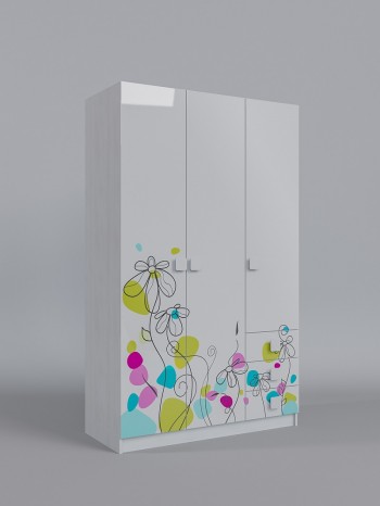 Шкаф 3-х створчатый с ящиками Флёр (Белый/корпус Выбеленное дерево) в Бородино - borodino.mebel54.com | фото