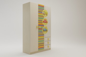 Шкаф 3-х створчатый с ящиками Клаксон (Бежевый/корпус Клен) в Бородино - borodino.mebel54.com | фото
