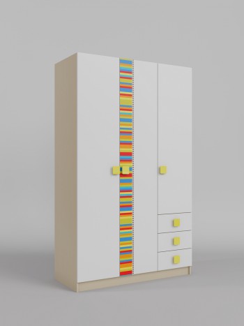 Шкаф 3-х створчатый с ящиками Клаксон без машинок (Белый/корпус Клен) в Бородино - borodino.mebel54.com | фото