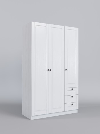 Шкаф 3-х створчатый с ящиками Классика (Белый/корпус Выбеленное дерево) в Бородино - borodino.mebel54.com | фото