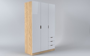 Шкаф 3-х створчатый с ящиками Лофт (Белый/корпус Дуб Сонома) в Бородино - borodino.mebel54.com | фото