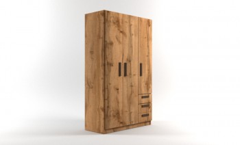 Шкаф 3-х створчатый с ящиками Шервуд (Дуб Вотан) в Бородино - borodino.mebel54.com | фото