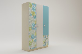 Шкаф 3-х створчатый с ящиками Твит (Белый/Зеленый/корпус Клен) в Бородино - borodino.mebel54.com | фото