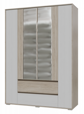 Шкаф 4-х дверный с ящиками Мальта 1600 Дуб сонома/Рамух белый в Бородино - borodino.mebel54.com | фото