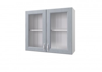 Шкаф 80 с 2-мя витринами Принцесса (Серый/корпус Белый) в Бородино - borodino.mebel54.com | фото