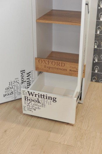 Шкаф для белья «Оксфорд» (Ривьера/Белый с рисунком) в Бородино - borodino.mebel54.com | фото