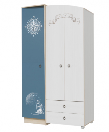 Шкаф для одежды Бриз 1200 Дуб ривьера/ Рамух белый/синий в Бородино - borodino.mebel54.com | фото