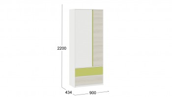 Шкаф для одежды комбинированный «Сканди» Дуб Гарден/Белый/Зеленый в Бородино - borodino.mebel54.com | фото