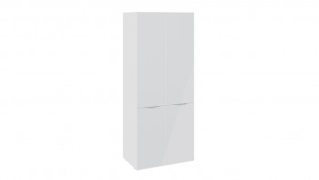 Шкаф для одежды с 2 дверями со стеклом «Глосс» (Белый глянец/Стекло ) в Бородино - borodino.mebel54.com | фото