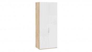 Шкаф для одежды с 2 глухими дверями «Эмбер» Яблоня Беллуно/Белый глянец в Бородино - borodino.mebel54.com | фото