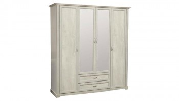 Шкаф для одежды "Сохо" (бетон пайн белый/2 ящика/зеркало) в Бородино - borodino.mebel54.com | фото