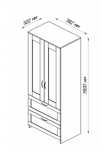 Шкаф двухдверный Сириус с 2 ящиками дуб венге в Бородино - borodino.mebel54.com | фото
