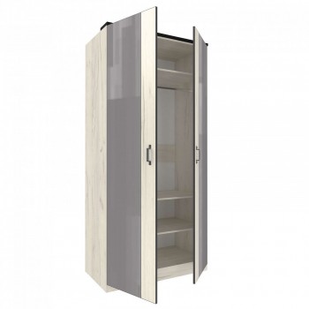 Техно ЛД 678.130.000.007 Шкаф 2-хстворчатый с комбинированными дверями (Дуб Крафт белый/Серый шифер) в Бородино - borodino.mebel54.com | фото