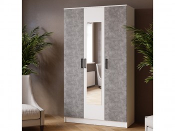 Шкаф комбинированный Ларс (1,2) с зеркалом белый/ателье светлое в Бородино - borodino.mebel54.com | фото