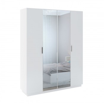 Шкаф с зер. 4 двери М22 Спальня Тиффани (белый текстурный) в Бородино - borodino.mebel54.com | фото