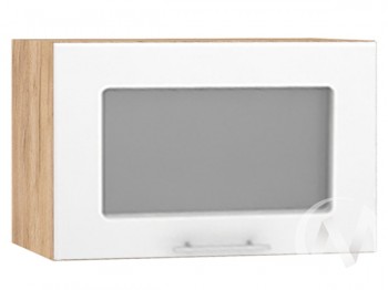 Шкаф со стеклом Валерия-М ШВГС-500 (Белый глянец/Дуб Крафт Золотой/верхний/горизонтальный) в Бородино - borodino.mebel54.com | фото