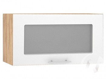 Шкаф со стеклом Валерия-М ШВГС-600 (Белый глянец/Дуб Крафт Золотой/верхний/горизонтальный) в Бородино - borodino.mebel54.com | фото
