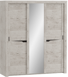 Шкаф трехдверный Соренто с раздвижными дверями Дуб бонифаций/Кофе структурный матовый в Бородино - borodino.mebel54.com | фото