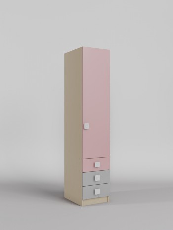 Шкаф угловой (секция с ящиками) Грэйси (Розовый/Серый/корпус Клен) в Бородино - borodino.mebel54.com | фото