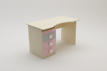 Стол (столешница с выемкой) Грэйси (Розовый/Серый/корпус Клен) в Бородино - borodino.mebel54.com | фото