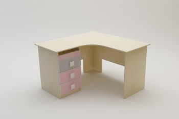 Стол угловой Грэйси (Розовый/Серый/корпус Клен) в Бородино - borodino.mebel54.com | фото