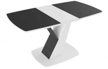 Стол обеденный «Гарда» Тип 1 (Белый/Стекло матовое черный графит) в Бородино - borodino.mebel54.com | фото